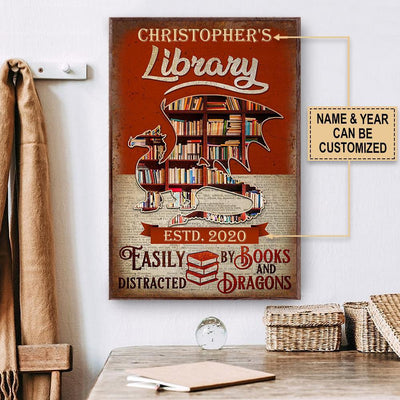 Aeticon Gifts Personalized Reading Dragon Easily Distracted Canvas