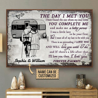 Aeticon Gifts Personalized Camping Sketch The Day I Met Canvas
