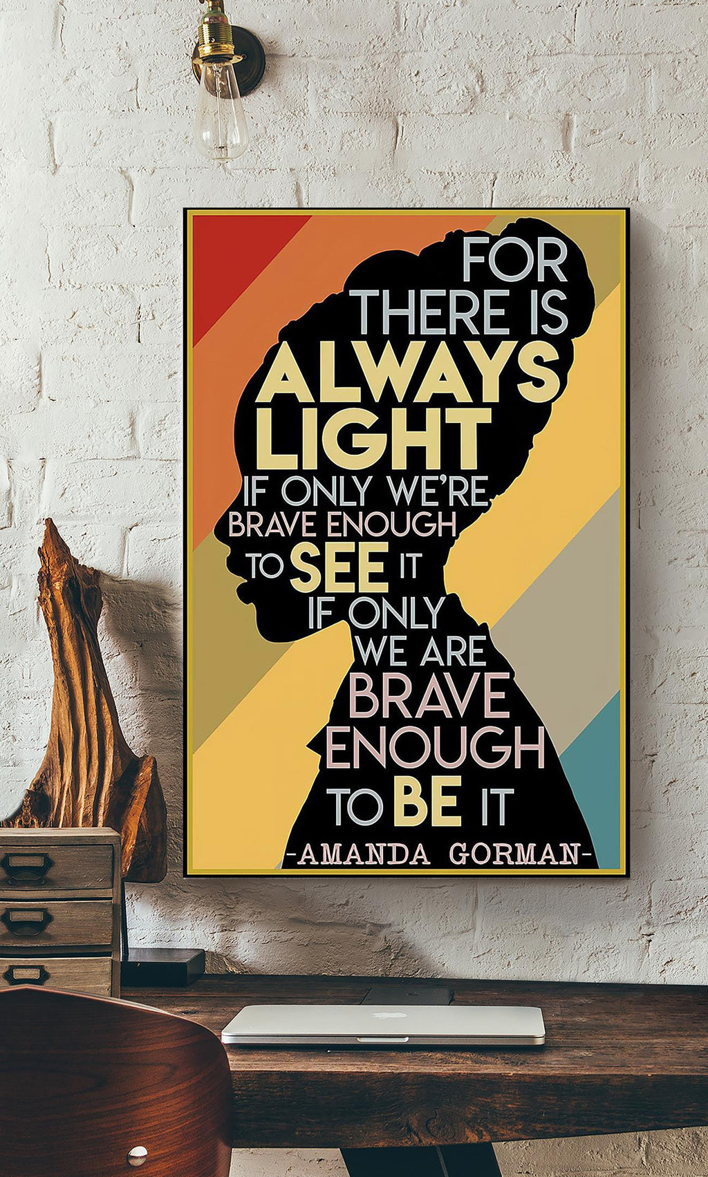 Amanda Gorman There Is Always Light Amanda Gorman Wall Art For Home Reading Room Decor Canvas Gallery Wrapped Canvas Framed Gift Idea Framed Prints, Canvas