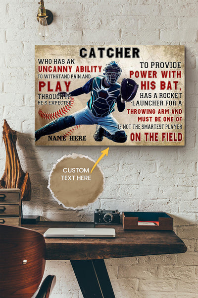 Baseball Catcher Personalized Poster - Sport Wall Art - Gift For Baseball Player Baseball Lover Canvas Gallery Wrapped Canvas Framed Gift Idea Framed Prints, Canvas