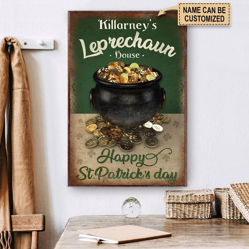 Aeticon Gifts Personalized Patricks Day Leprechaun House Canvas