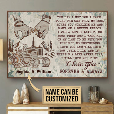 Aeticon Gifts Personalized Tractor Floral Pallet The Day I Met You Canvas