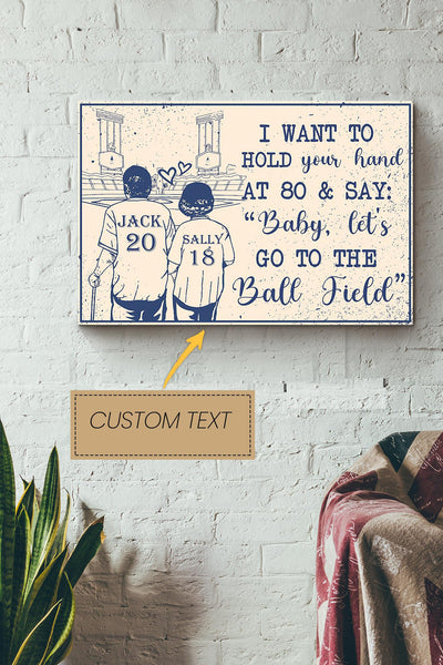 Baby Let's Go To The Ball Field Personalized Poster - Love Wall Art - Gift For Valentine Day Lover Crush Canvas Gallery Wrapped Canvas Framed Gift Idea Framed Prints, Canvas
