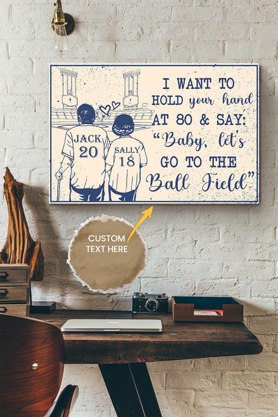 Baby Let's Go To The Ball Field Personalized Poster - Love Wall Art - Gift For Valentine Day Lover Crush Canvas Gallery Wrapped Canvas Framed Gift Idea Framed Prints, Canvas