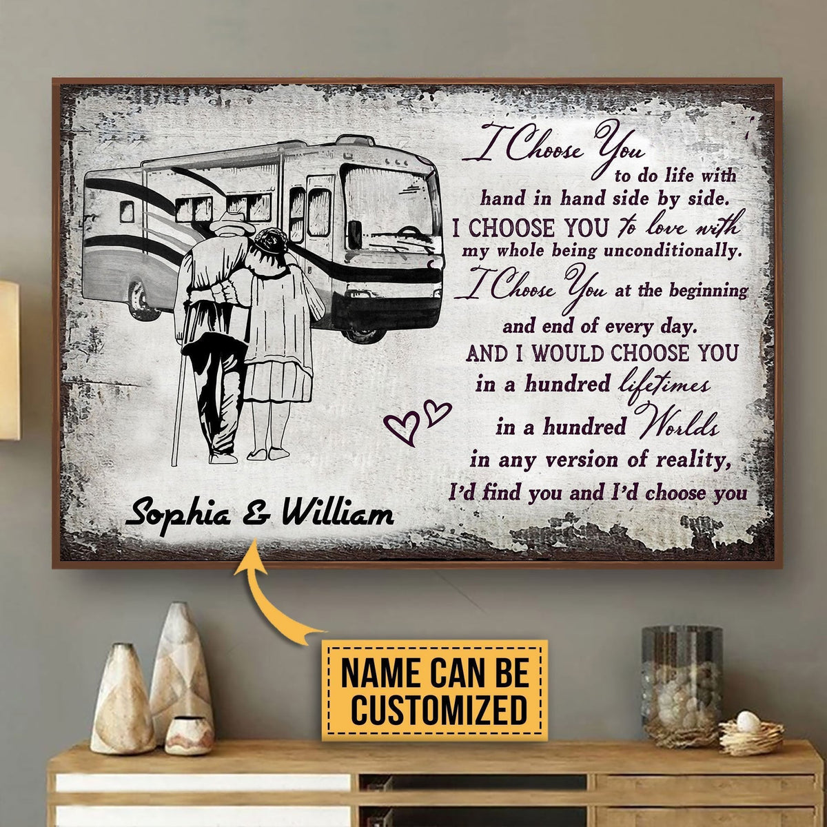 Aeticon Gifts Personalized Camping Sketch Class A I Choose You Canvas
