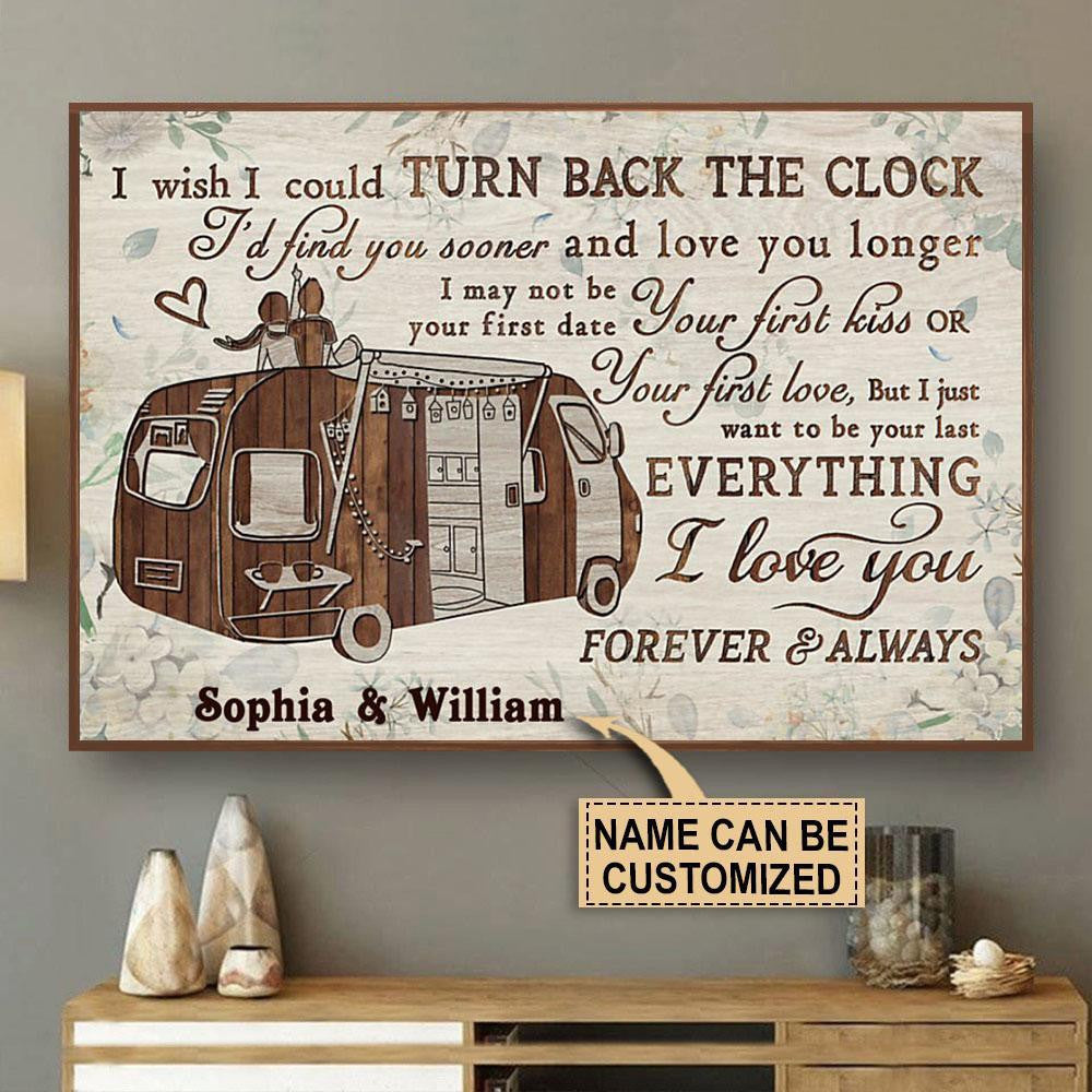 Aeticon Gifts Personalized Camping Camper Floral Turn Back The Clock Canvas