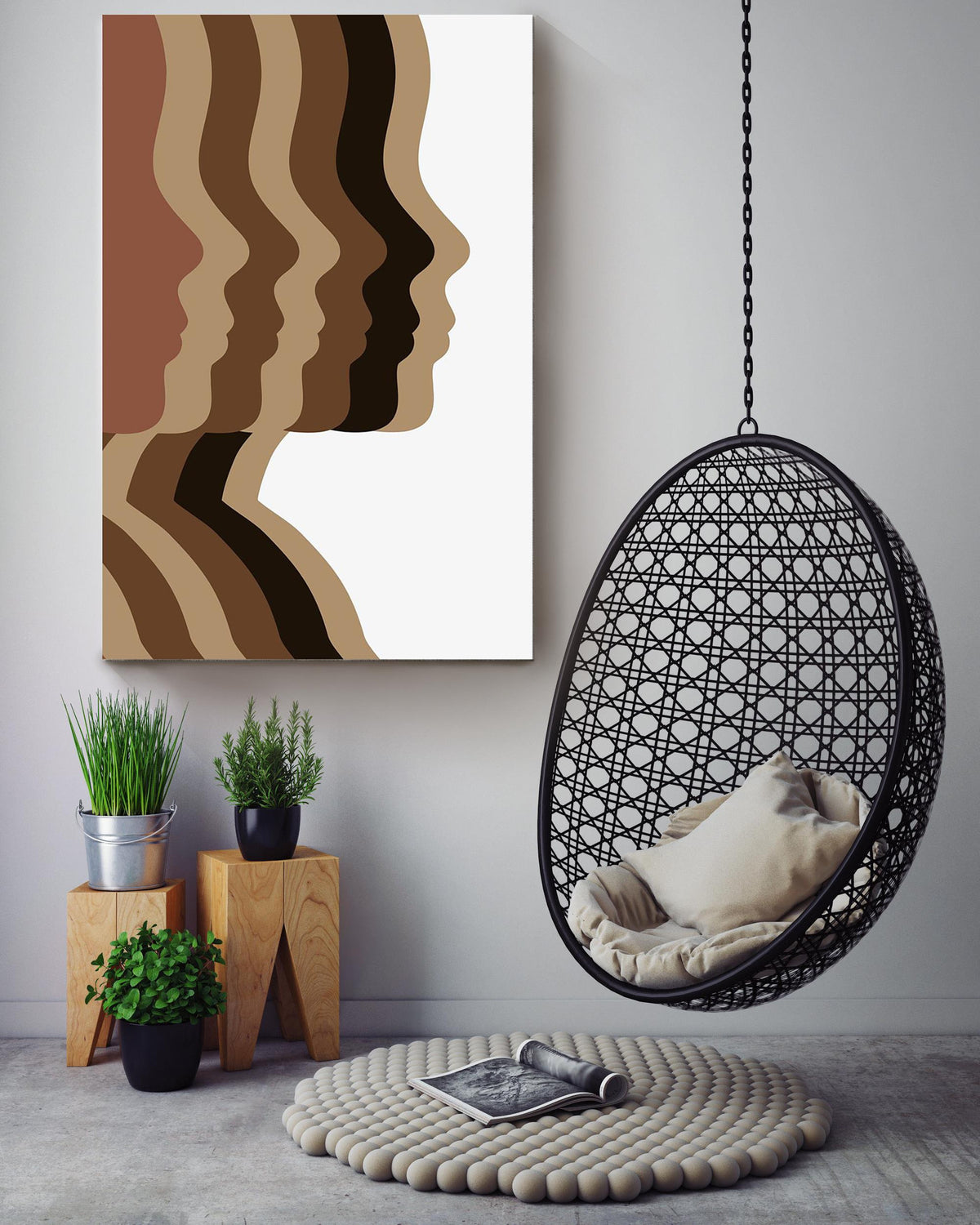 Abstract Faces Art Home Decor Wall Art Gift For International Women Day Canvas Framed Prints, Canvas