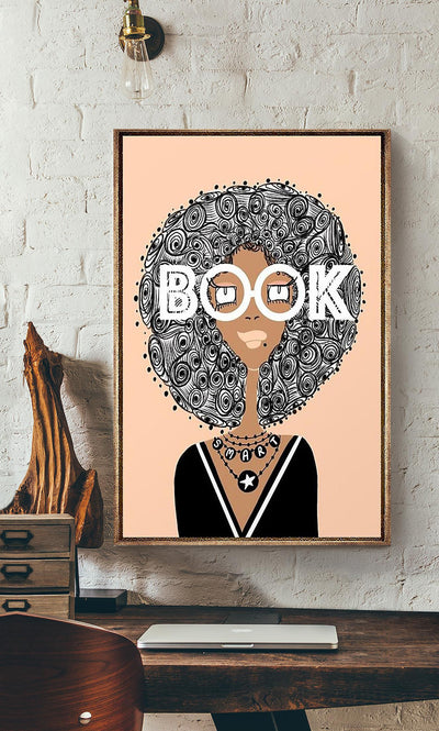 Book Smart With An Afro Wall Art For Book Lover Birthday Gift National Book Loves Day Canvas Gallery Wrapped Canvas Framed Gift Idea Framed Prints, Canvas