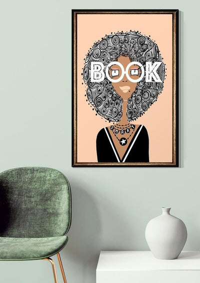 Book Smart With An Afro Wall Art For Book Lover Birthday Gift National Book Loves Day Canvas Gallery Wrapped Canvas Framed Gift Idea Framed Prints, Canvas