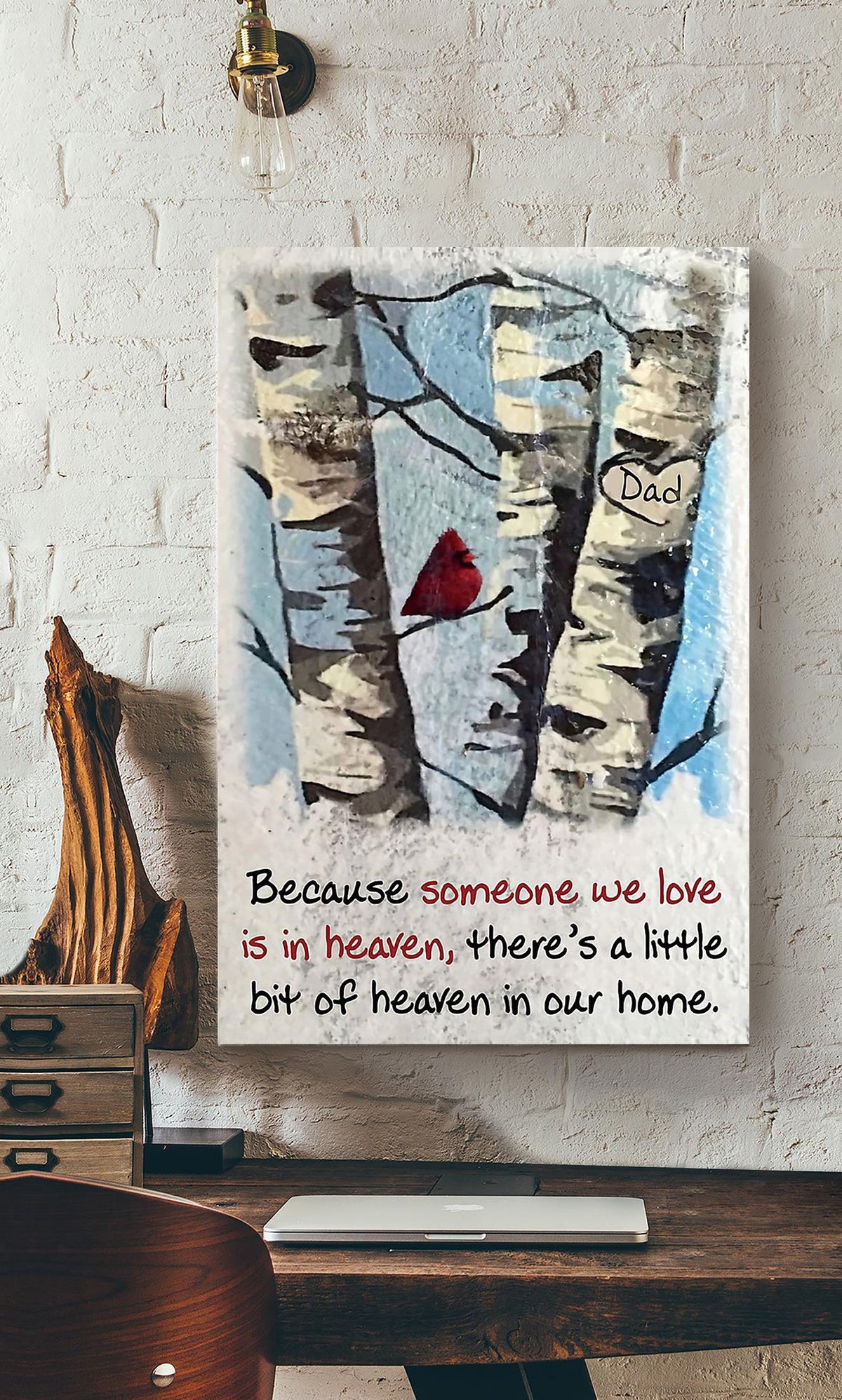Because Someone We Love Is In Heaven Theres A Little Bit Of Heaven In Our Home Quote Wall Art For Family Home Decor Canvas Gallery Wrapped Canvas Framed Gift Idea Framed Prints, Canvas