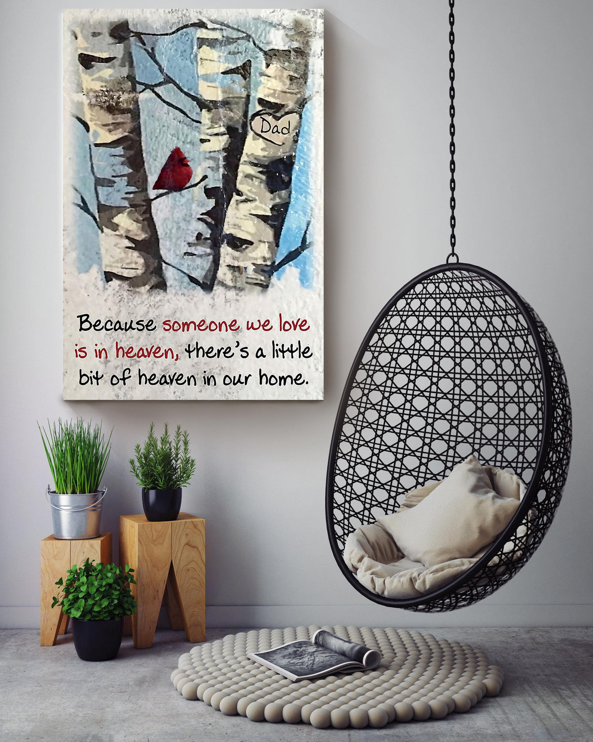 Because Someone We Love Is In Heaven Theres A Little Bit Of Heaven In Our Home Quote Wall Art For Family Home Decor Canvas Gallery Wrapped Canvas Framed Gift Idea Framed Prints, Canvas