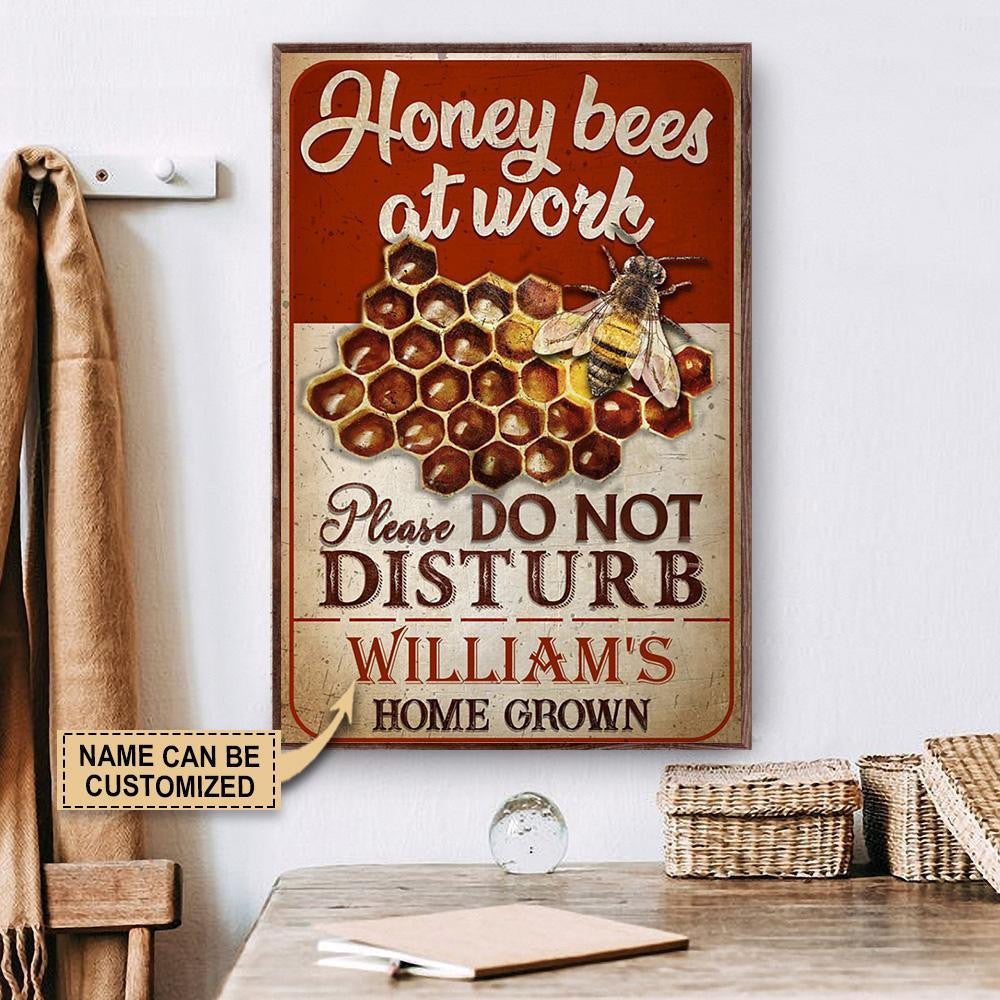Aeticon Gifts Personalized Honey Bees At Work Do Not Disturb Canvas