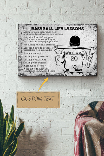 Baseball Life Rules Personalized Poster - Sport Wall Art - Gift For Baseball Player Baseball Lover Canvas Gallery Wrapped Canvas Framed Gift Idea Framed Prints, Canvas