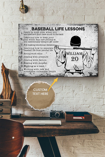 Baseball Life Rules Personalized Poster - Sport Wall Art - Gift For Baseball Player Baseball Lover Canvas Gallery Wrapped Canvas Framed Gift Idea Framed Prints, Canvas