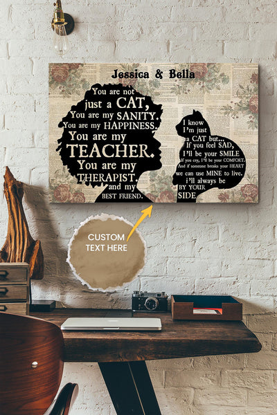 British Shorthair Cat Girl Therapist Best Friend Personalized Poster - Animal Wall Art - Gift For Cat Lover Black Cat Fan Canvas Gallery Wrapped Canvas Framed Gift Idea Framed Prints, Canvas