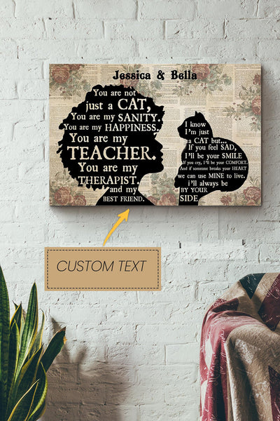 British Shorthair Cat Girl Therapist Best Friend Personalized Poster - Animal Wall Art - Gift For Cat Lover Black Cat Fan Canvas Gallery Wrapped Canvas Framed Gift Idea Framed Prints, Canvas