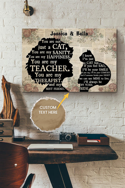 British Shorthair Cat Girl Therapist Best Friend Personalized Poster - Animal Wall Art - Gift For Cat Lover Black Cat Fan Canvas Gallery Wrapped Canvas Framed Gift Idea Framed Prints, Canvas