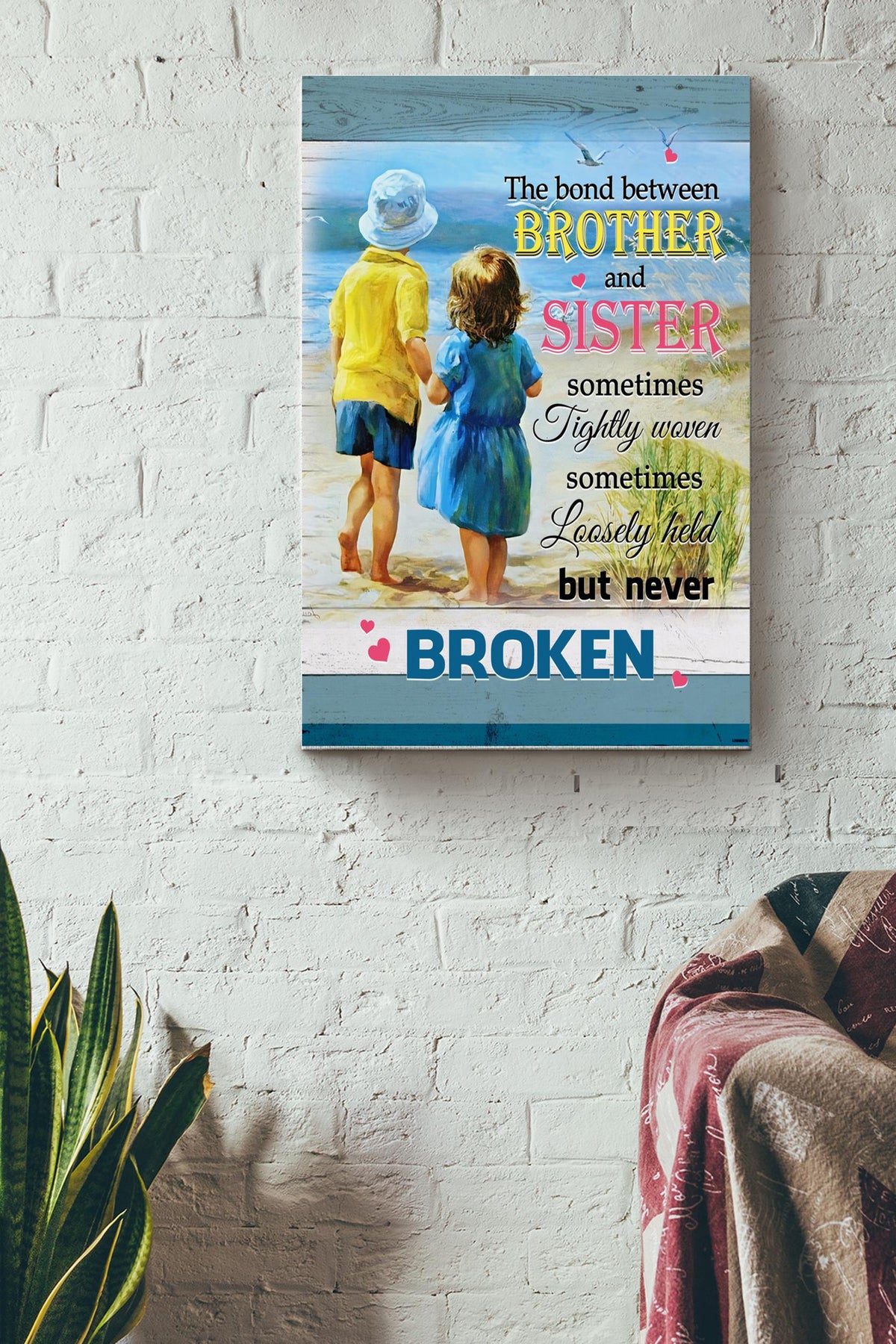 Bond Between Brother And Sister Poster - Family Wall Art - Gift For Sister, Brother, Cousin Canvas Gallery Wrapped Canvas Framed Gift Idea Framed Prints, Canvas