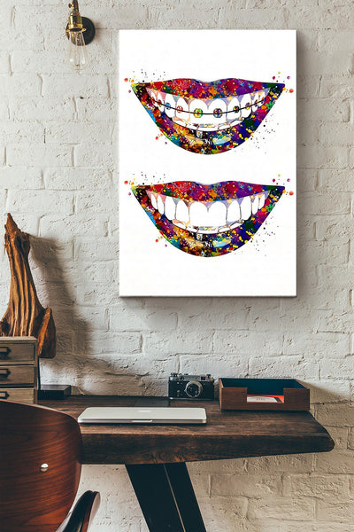Art Smiles Colorful Art Poster Canvas Gallery Wrapped Canvas Framed Gift Idea