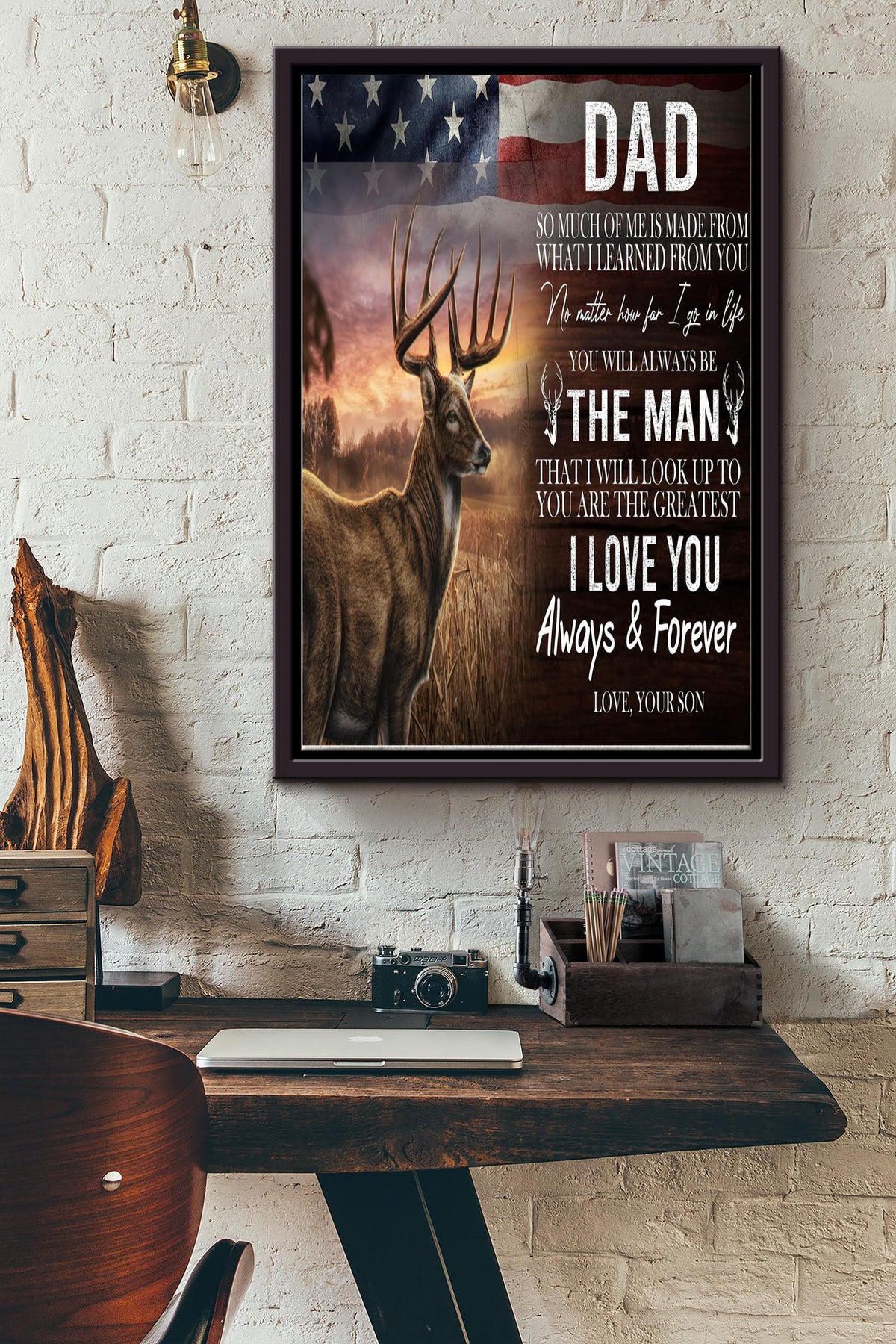 I Love You Dad Poster - Fatherhood Wall Art - Gift For Father Dad Daddy Papa Father Day Dad Birthday Home Decor Livingroom Decor Framed Matte Canvas Framed Prints, Canvas
