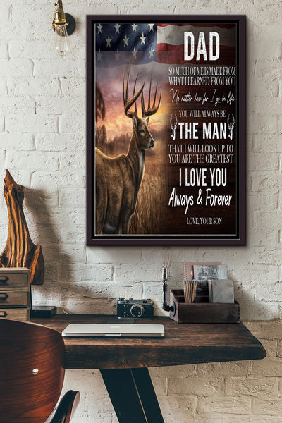 I Love You Dad Poster - Fatherhood Wall Art - Gift For Father Dad Daddy Papa Father Day Dad Birthday Home Decor Livingroom Decor Framed Matte Canvas Framed Prints, Canvas