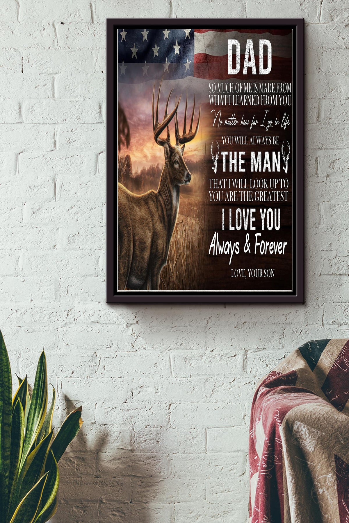 I Love You Dad Poster - Fatherhood Wall Art - Gift For Father Dad Daddy Papa Father Day Dad Birthday Home Decor Livingroom Decor Framed Matte Canvas Framed Prints, Canvas