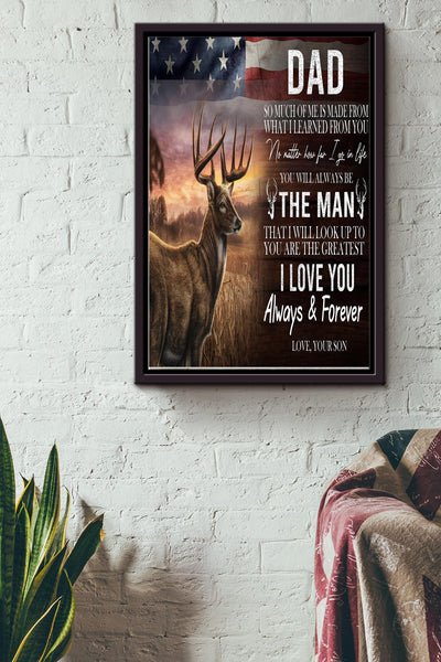 I Love You Dad Poster - Fatherhood Wall Art - Gift For Father Dad Daddy Papa Father Day Dad Birthday Home Decor Livingroom Decor Framed Matte Canvas Framed Prints, Canvas