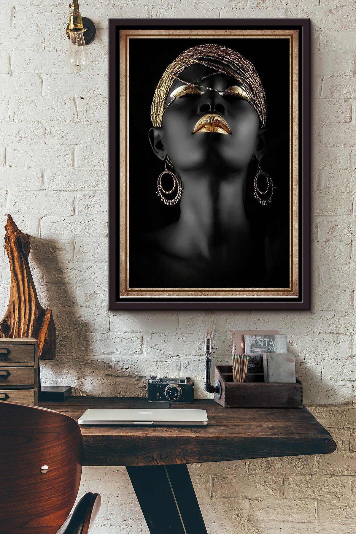 Black Women Art Poster Framed Matte Canvas