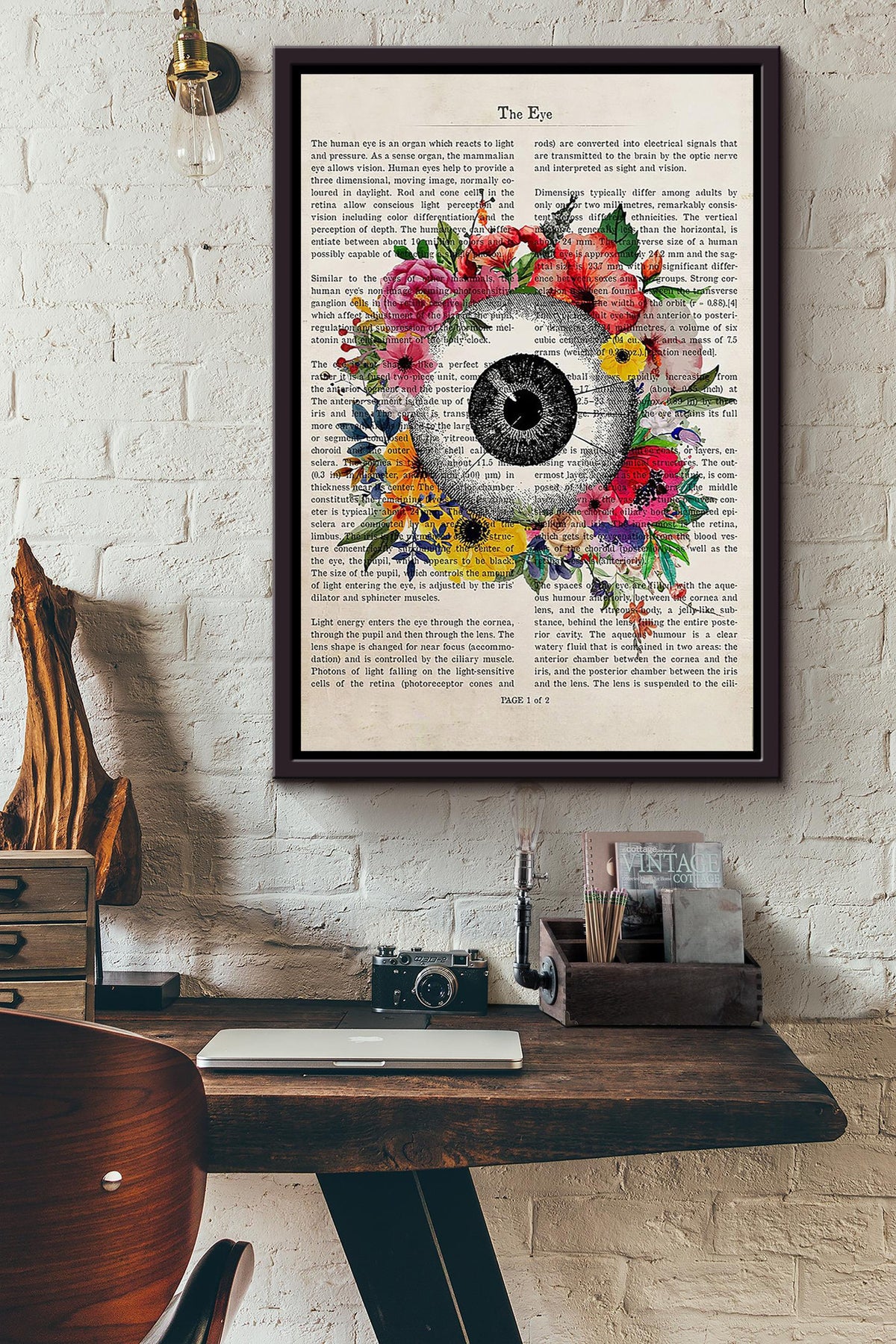 Flower Optometrist Eye Floral Wall Art Gift For Florist Flower Shop Farmhouse Decor Housewarming Framed Canvas Framed Prints, Canvas