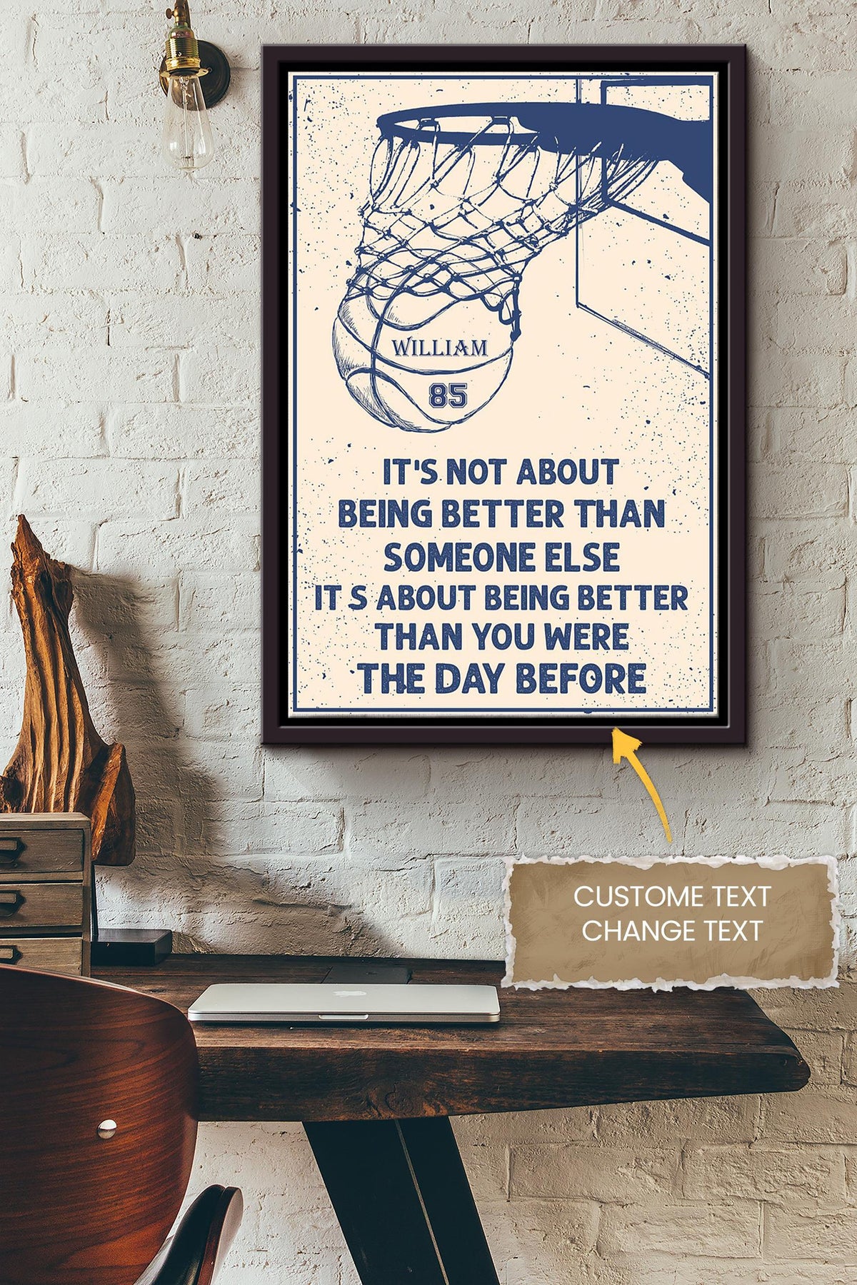 Basketball It's About Being Better Than You Were Yesterday Personalized Poster - Sport Wall Art - GIft For Basketball Player Basketball Lover Framed Matte Canvas Framed Prints, Canvas