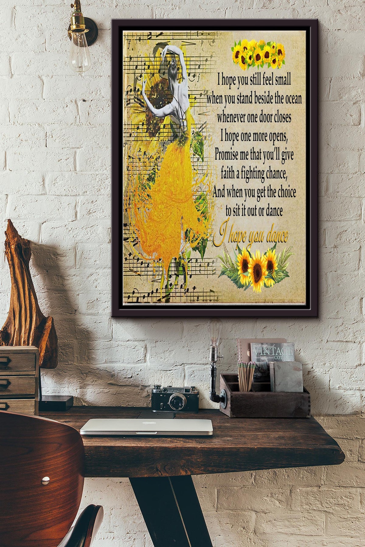 I Hope You Dance Poster - Wall Art - Gift For Dancer Housewarming Home Decor Livingroom Decor Sunflower Lover Music Lover Framed Matte Canvas Framed Prints, Canvas