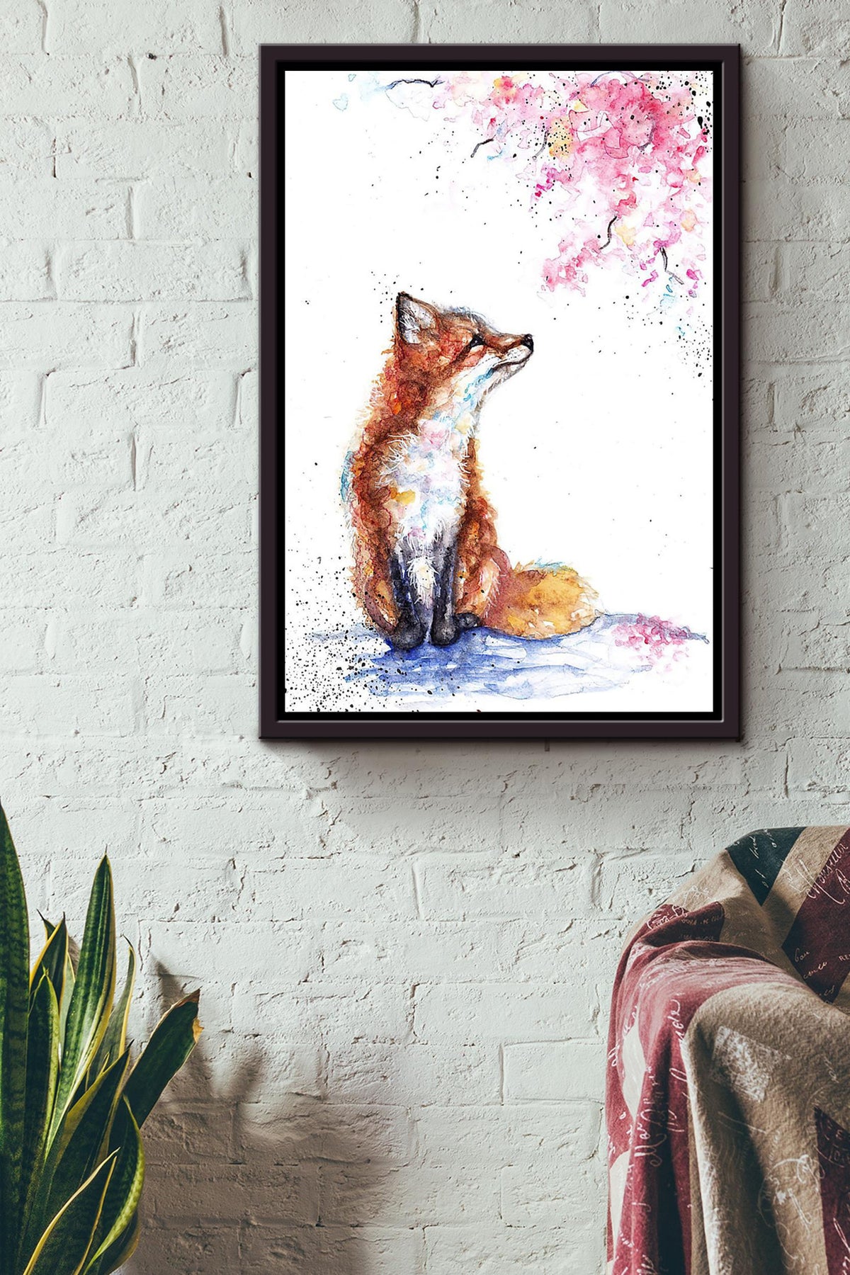 Fox And Grape Watercolor Wall Art Gift For Home Decor Housewarming Framed Canvas Framed Prints, Canvas