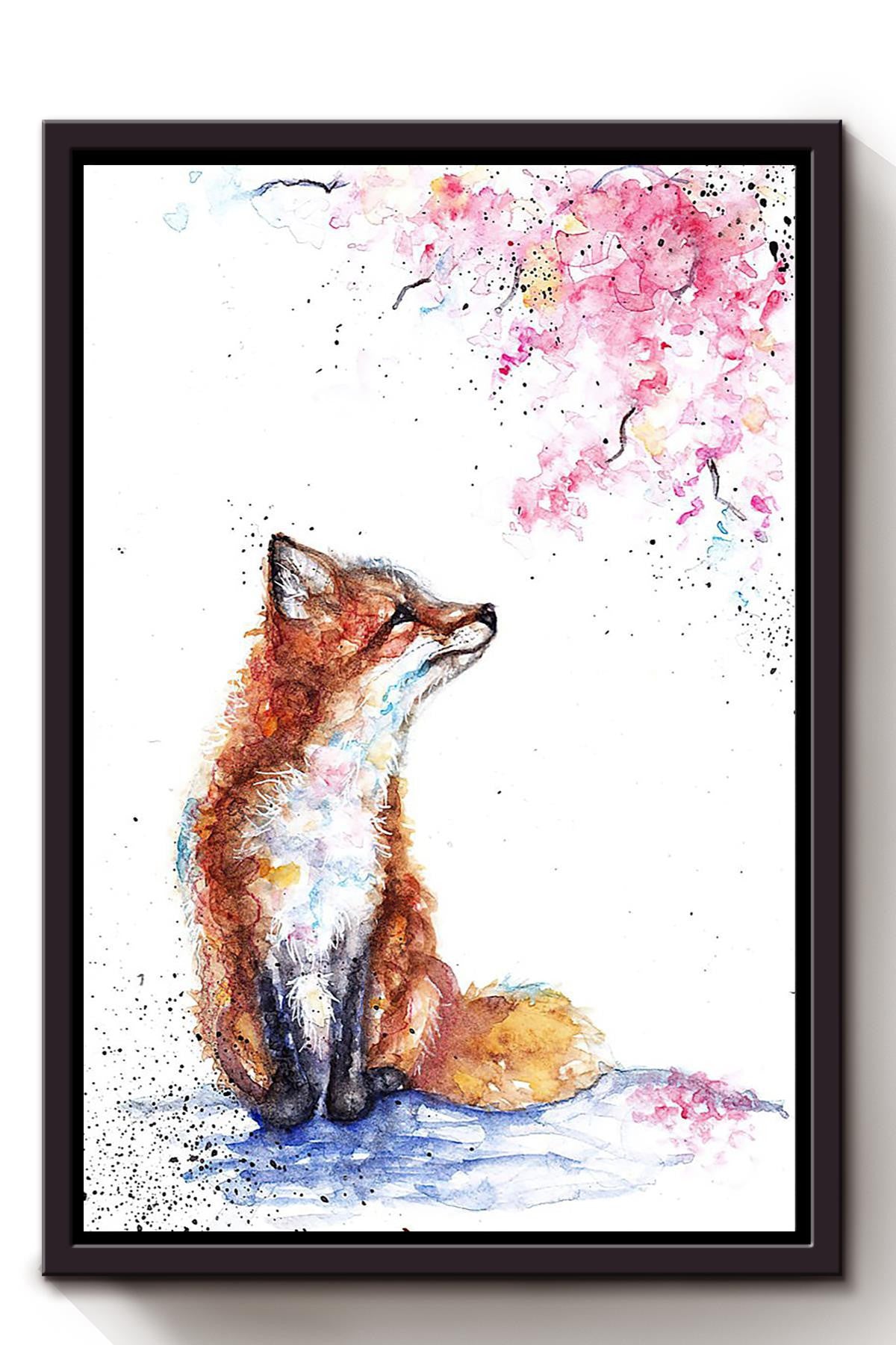 Fox And Grape Watercolor Wall Art Gift For Home Decor Housewarming Framed Canvas Framed Prints, Canvas