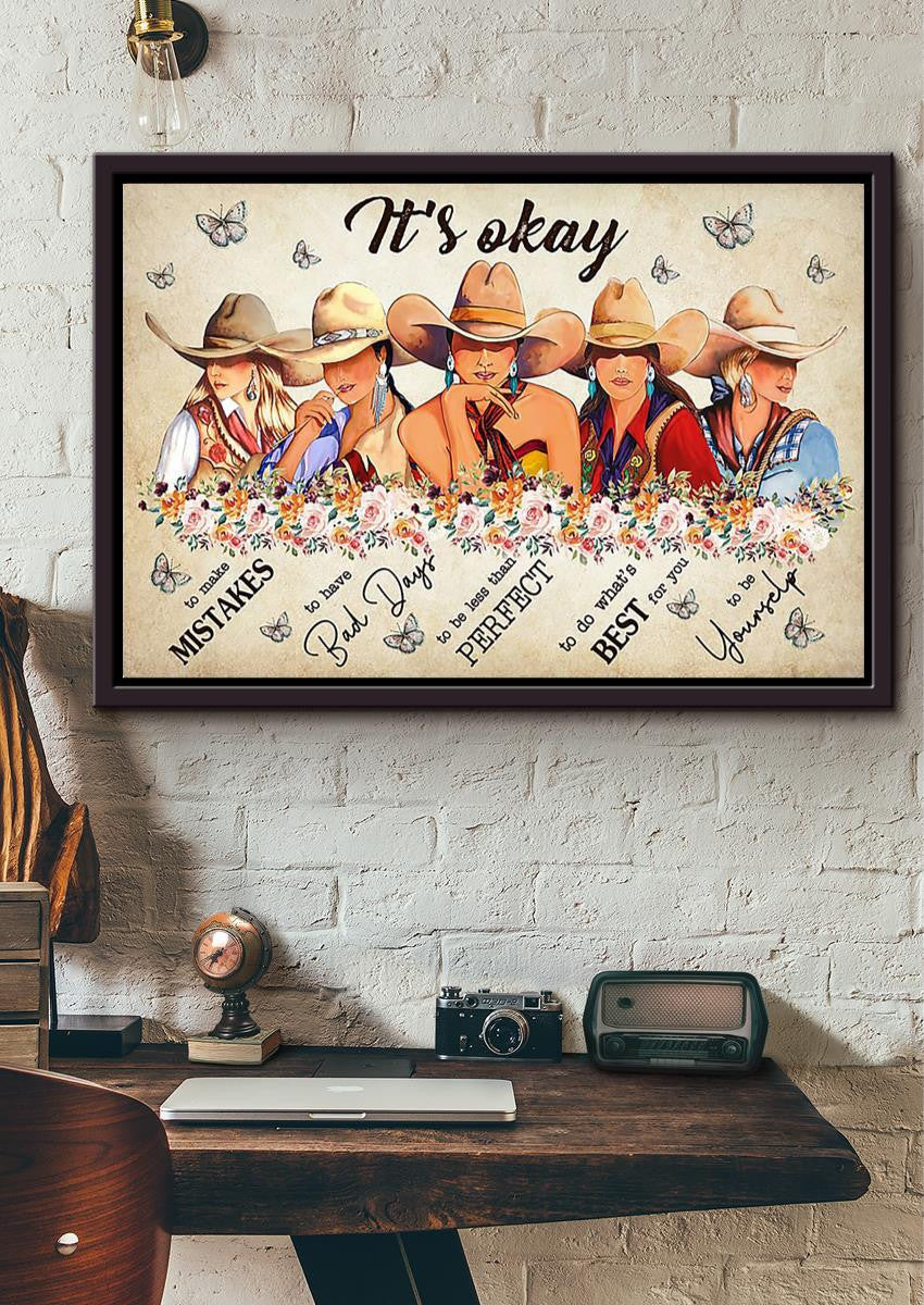 Cowgirl It's Okay To Not Be Okay Motivation Quote Wall Art For Home Decor Housewarming 03 Framed Prints, Canvas