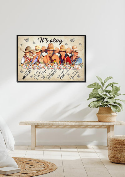 Cowgirl It's Okay To Not Be Okay Motivation Quote Wall Art For Home Decor Housewarming 03 Framed Prints, Canvas