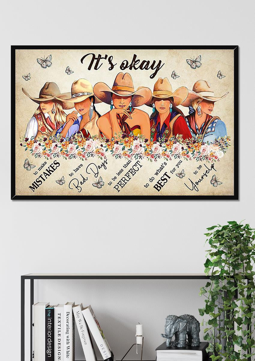 Cowgirl It's Okay To Not Be Okay Motivation Quote Wall Art For Home Decor Housewarming 03 Framed Prints, Canvas