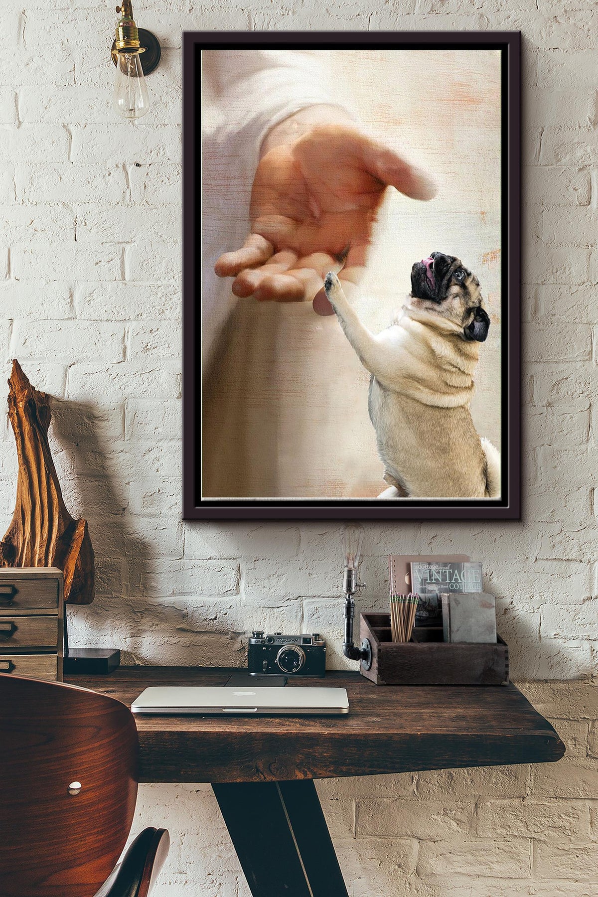 God Takes Pug To The Heaven Poster Framed Matte Canvas
