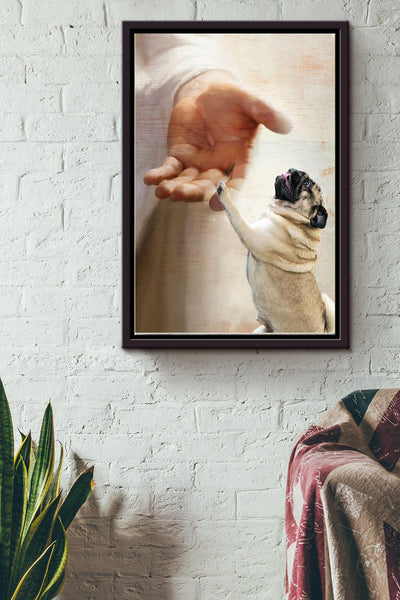God Takes Pug To The Heaven Poster Framed Matte Canvas