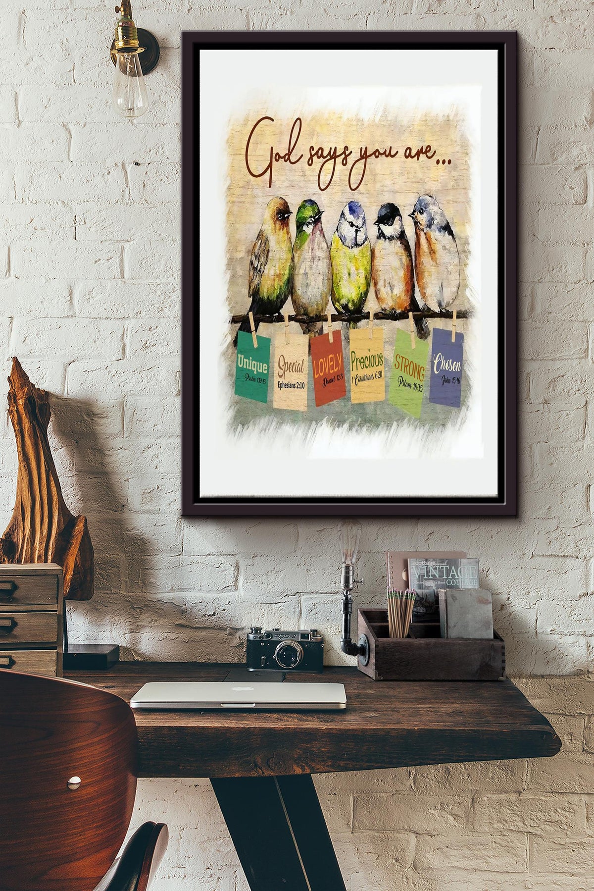 God Says You Are Sparrow Wall Matte Poster Framed Matte Canvas