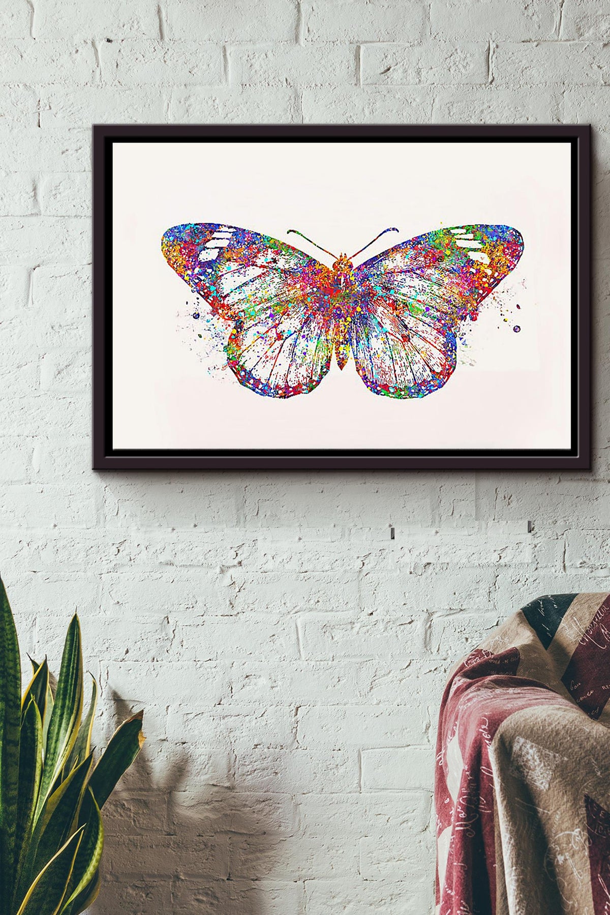 Butterfly Watercolor Art n Framed Matte Canvas