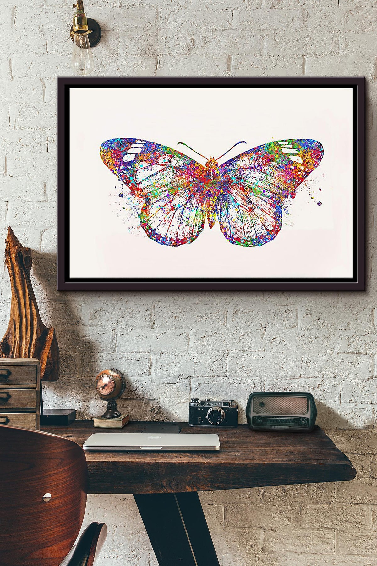 Butterfly Watercolor Art n Framed Matte Canvas