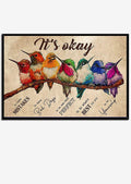 Hummingbirds It's Okay To Not Be Okay Motivation Quote Wall Art For Home Decor Housewarming Framed Prints, Canvas