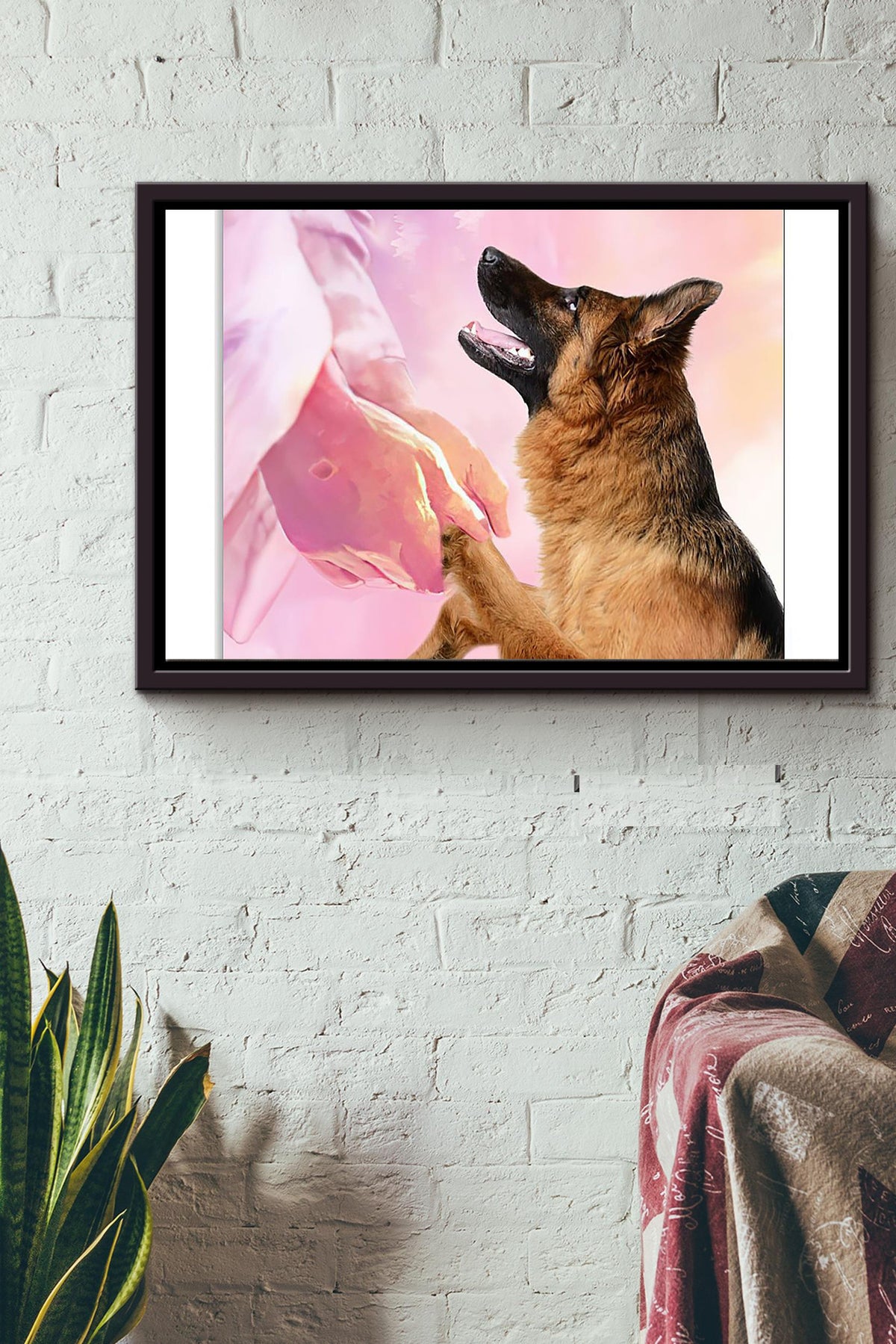 German Shepherd Dog God Welcome To Heaven Poster n Framed Matte Canvas