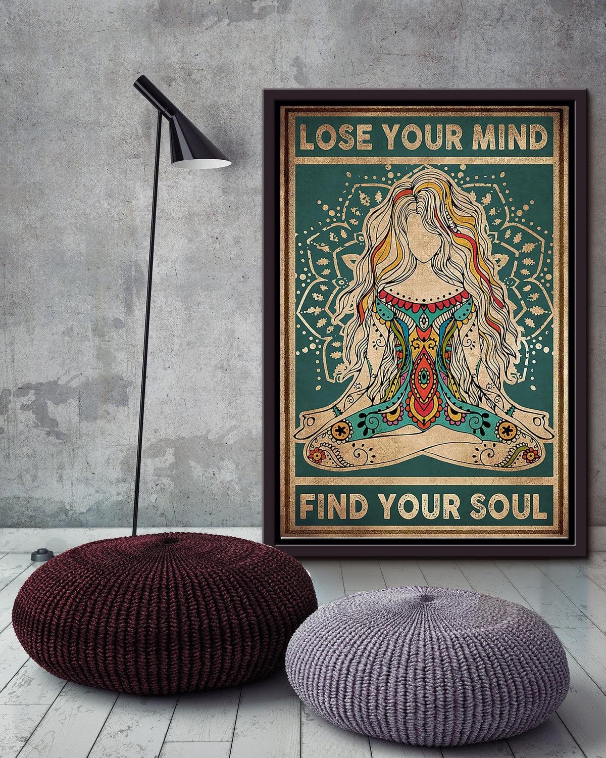 Lose Your Mind Find Your Soul Hippie Soul Print For Vintage Yoga Girl Gift Framed Canvas