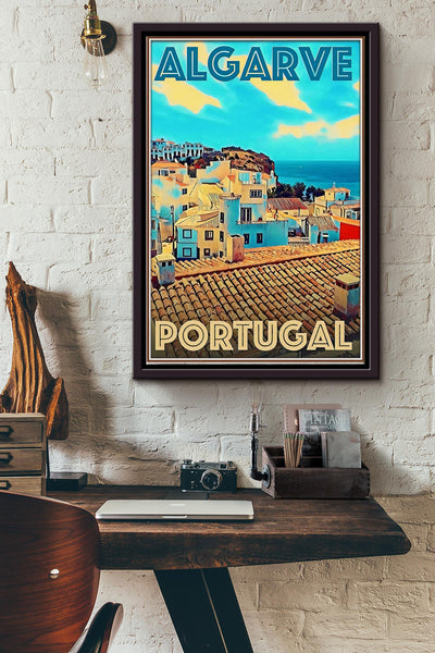 Algarve Portugal Vintage Poster - Traveling Wall Art - Gift For Tourist Souvenir Traveling Lover Framed Matte Canvas Framed Prints, Canvas