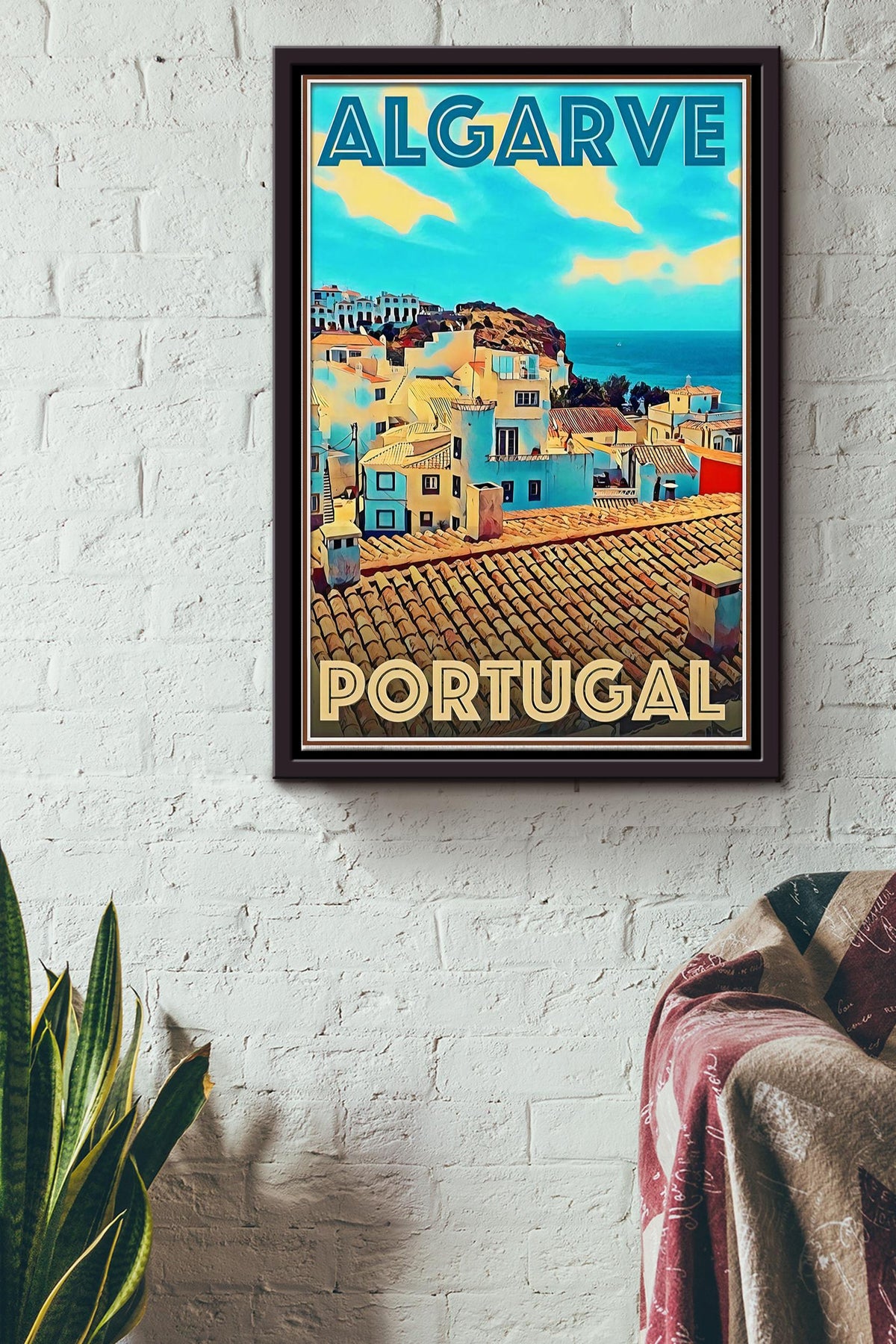 Algarve Portugal Vintage Poster - Traveling Wall Art - Gift For Tourist Souvenir Traveling Lover Framed Matte Canvas Framed Prints, Canvas