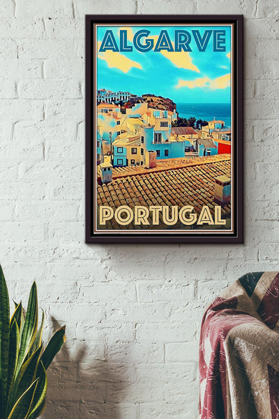 Algarve Portugal Vintage Poster - Traveling Wall Art - Gift For Tourist Souvenir Traveling Lover Framed Matte Canvas Framed Prints, Canvas