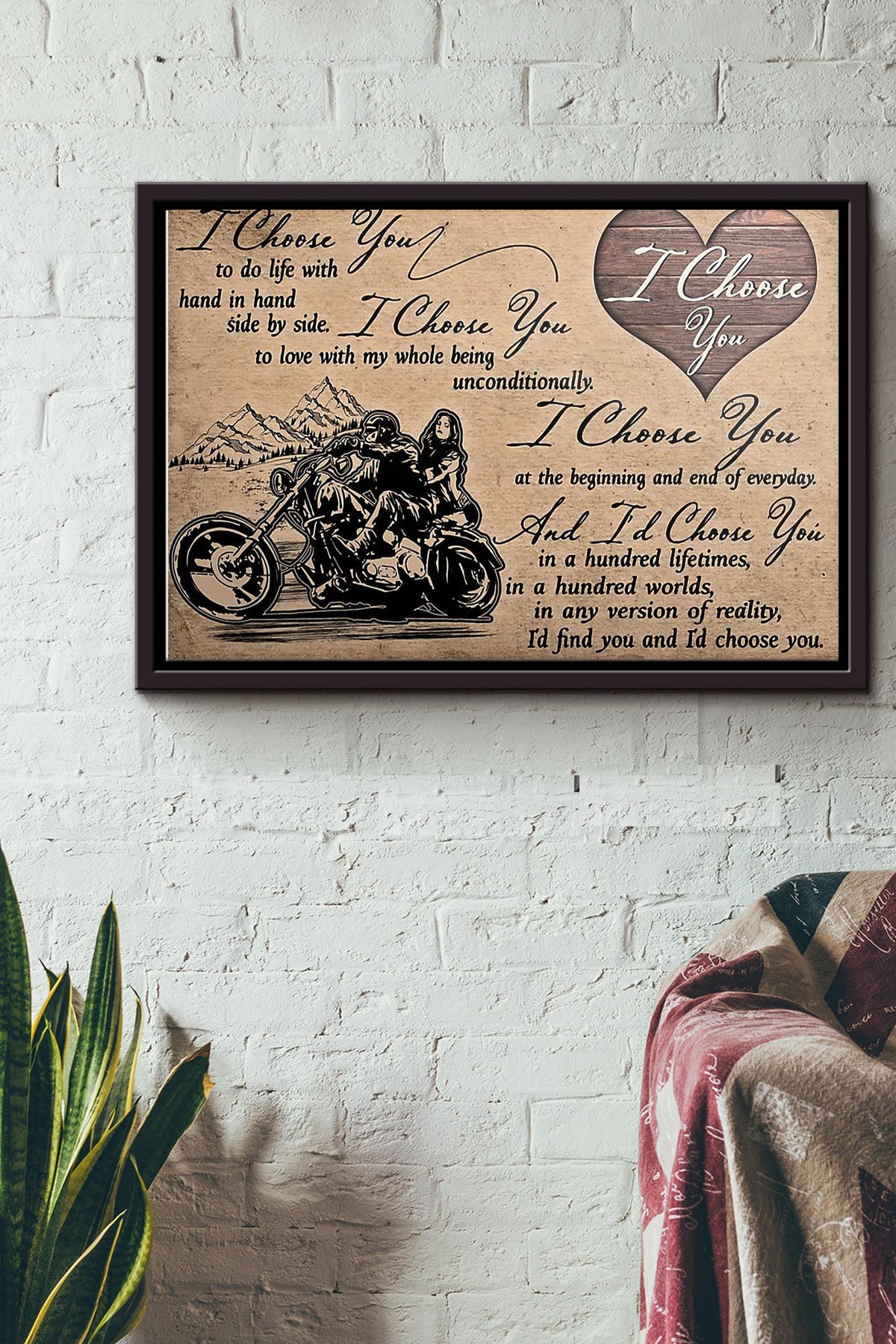 Biker I Choose You Poster n Framed Matte Canvas