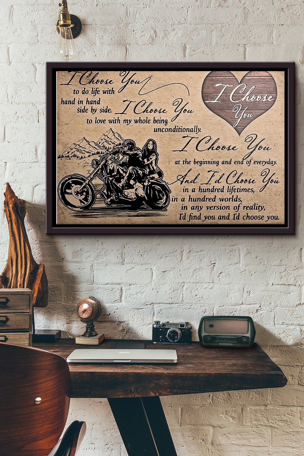 Biker I Choose You Poster n Framed Matte Canvas