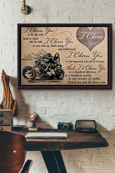 Biker I Choose You Poster n Framed Matte Canvas